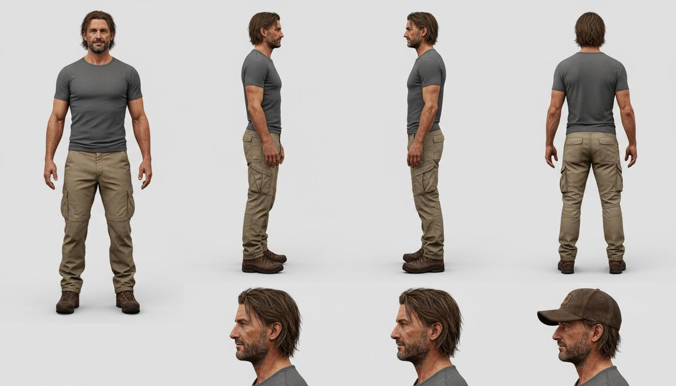 Create a professional character reference sheet for the char | Nano ...